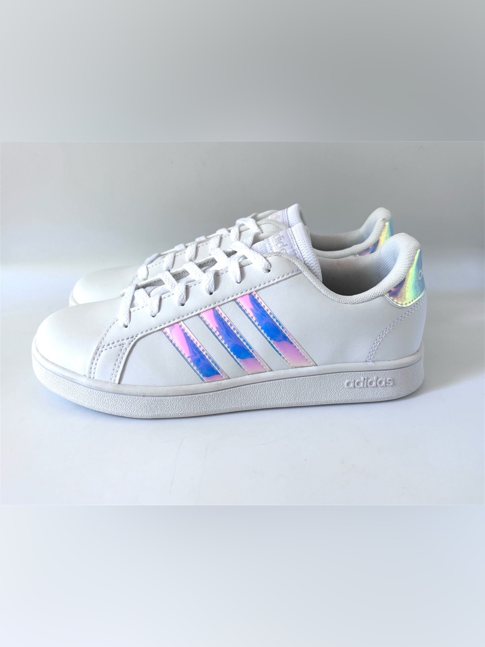 Adidas Kids' 3.5 Grand Court 2.0 Sneakers White with Iridescent Stripes